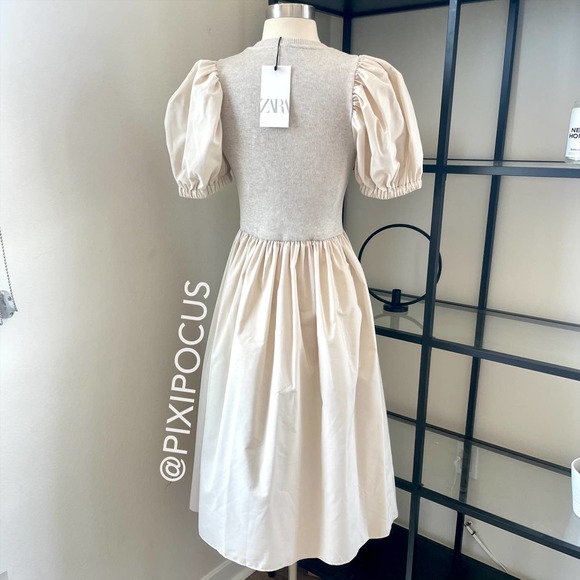 Zara Dresses Zara Combination Knit Polin Voluminous Midi Dress Poshmark